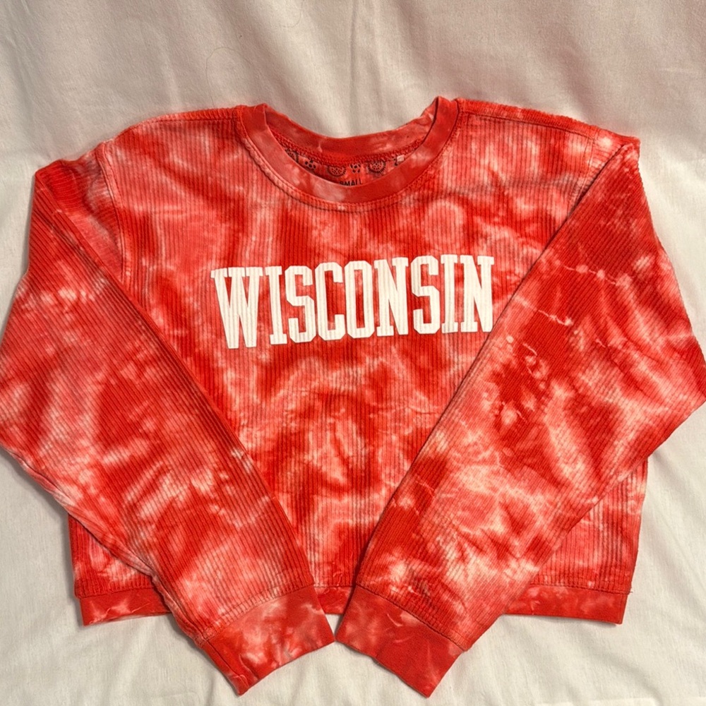 Pressbox Wisconsin Badgers Campus Tie-Dye Comfy Cord Pullover Sweatshirt Sz. S